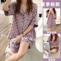 Purple Pajama Sets for Women Lovely Prints Spring Korean Fashion Home Sleepwear Ins College Sweet Girls Turn-Down Collar Pajamas